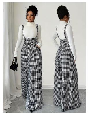 Women's Printed Strap Straight-Leg Jumpsuit