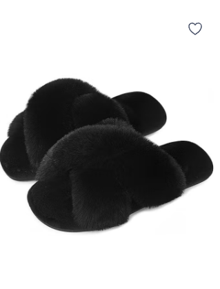 Womens Cross Band Slippers Cozy Furry Fuzzy House Slippers Open Toe Fluffy Indoor Shoes Outdoor Slip on Warm Breathable Anti-skid Sole