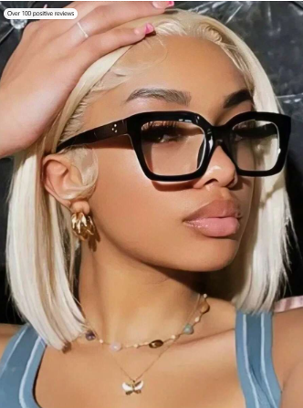 1 PC Square Frame Eyeglasses Clear Lens For Reading, Gaming, TV,Computer And Phones Glasses Accessories For Women Men