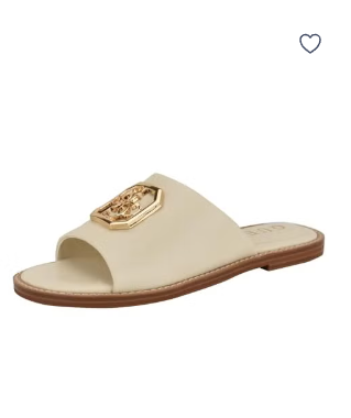 Guess Women's GRAYSIE Flat Sandal, Ivory 151, 8