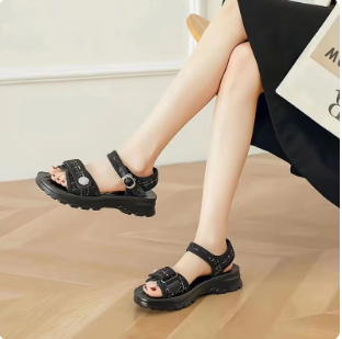 Soft-Soled Chanel-Style Sandals For Women, Summer Outdoor Wear, Internet Celebrity Fairy Versatile Sports Beach Shoes, Trendy