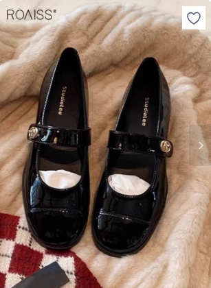 Women Comfortable and Breathable Round Toe Mary Jane Shoes French Style Single Strap Soft Leather Flat Shoes Low Cut Chunky Heel Loafers Versatile for Everyday Wear Black