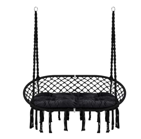 Harmony Home Double Swing Chair Hammock – Large Hanging Macrame Swing Chair for Indoor/Outdoor Relaxation, 130L x 60W cm