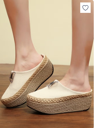 Women's Retro Ethnic Embroidered Half Slippers, 3.5 cm Height, Outdoor-Friendly Footwear