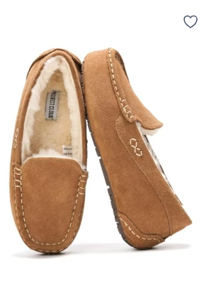 Project Cloud Genuine Leather Slippers for Women - Fur Lined Outdoor Slippers for Women Footwear with Memory Foam - Stylish Womens Moccasin (Cathi, CHSTNUT, 8.5)