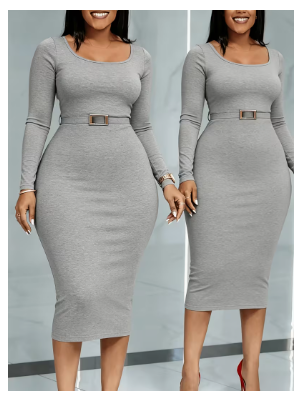 NOU Women's Midi Dress Features a High-neckline Design with Generous Skin Exposure to Flatter the Neckline