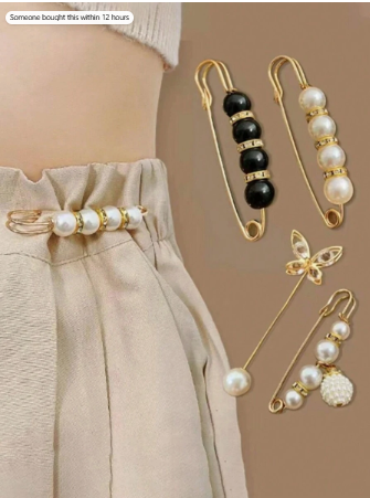 6pcs/Set Aluminum Alloy Waist Cincher With Pins, Modern Rhinestone & Butterfly Decor Home Waist Accessory, Fit For Women & Girls To Tighten Pants Waist & Decorate (4/6/1pc)