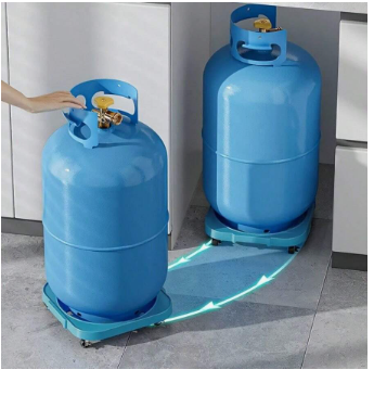 1pc Kitchen LPG Cylinder Mobile Base Stand, Thickened Wheeled Fixed Rack, Multi-Function Planter Flower Pot Wheeled Holder For Gas Cylinder