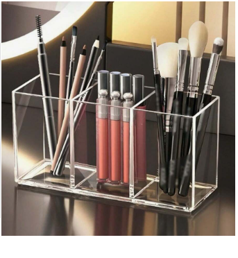 1pc Transparent Plastic Makeup Brush Holder, Suitable For Vanity, Bathroom, Bedroom, Can Store Makeup Brushes, Pens, Cosmetics, Bedroom Decor, Storage Box, Makeup Brush Holder, Travel Essential, Storage Box, Beauty, Makeup Bag, Makeup Brush Holder