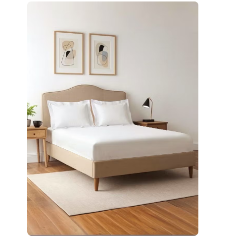Pizuna Pure Combed Cotton Queen Fitted Sheet 160x200 cm White, 400 Thread Count Cool Luxury Soft 100% Long Staple Cotton Sateen Weave, 40cm Deep Pocket Bedsheet with 2 pillowcase (Fitted Sheet)