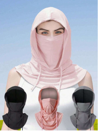 Sleek Sun Protection Face Mask With Hooded Design Full Coverage Cooling Ice Silk Face Cover For Women Breathable Neck Gaiter To Protect Skin From UV Rays During Outdoor Cycling Hiking Fishing And Gardening Integrated Sun Shield For Face And Neck Summer Es