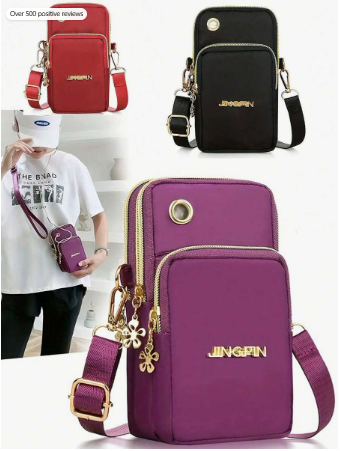 Women's Phone Pouch, Wristlet Wallet, Multifunctional Small Bag (Suitable For Women's Phones), Fashion Zipper Wallet, Casual Clutch, Multifunctional Phone Bag, Wristlet, Small Crossbody Bag, Multi-Zipper Metal Decor Phone Shoulder Bag, Portable Handbag, A