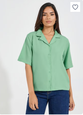 Solid Loose Fit Buttoned Shirt with Lapel Collar