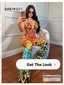 SHEIN SXY Tropical Plant Leopard Print Hollow Out Drawstring Ruffle Ultra-Long Flared Jumpsuit With Open Back