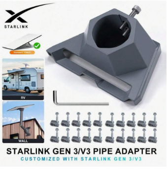 Pipe Adapter Bracket Compatible With Starlink Gen 3, Heavy Duty Roof Pole Mounting Kit Connector For Starlink V3 Antenna Installation