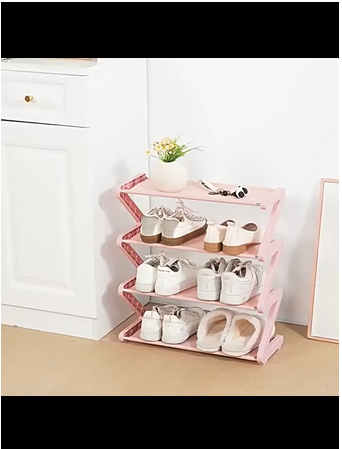 Z-Shaped Shoe Rack, Plastic Floor-Standing Storage Shelf, Multi-Function Large Capacity Storage Rack, Easy To Assemble Floor-Standing Storage Rack, Suitable For Living Room, No Tools Required, Stackable, Essential For Home And Dorm, Space-Saving, Applicab