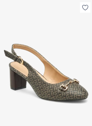 Women Monogram Print Block Heel Shoes
