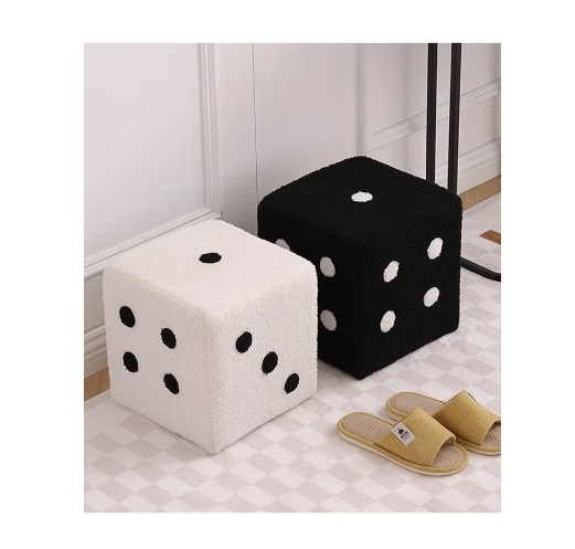 Dice Ottoman Cube Chair，Small Square Footstool，Sponges Upholstered Footstool，Cube Bench，Lambswool Footstool，Dice Stool.for Living Room,Bedroom,Homeoffice Removable and Washable