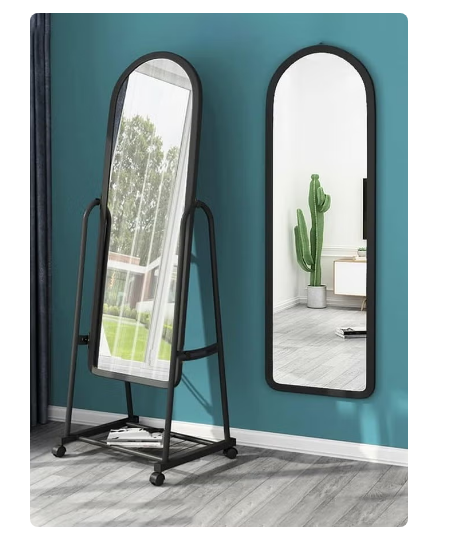 Dressing Mirror With Stand Holder Full Length Mirror Dressing Mirror, Full Body Mirror for Living room, Bedroom Black/White 124x40x6cm