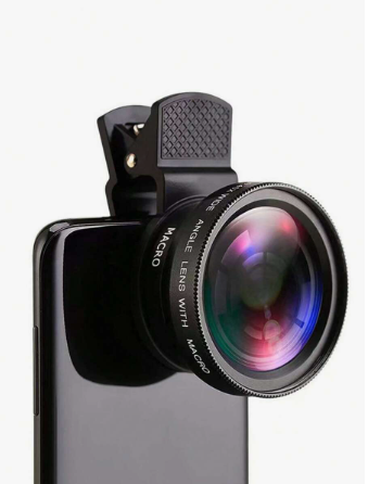 1pc 2 In 1 0.45X Macro Phone Wide Angle Lens Compatible With Iphone Android Phone For Summer Vacation, Travel, Creative Photography Phone Accessories, Phone Lens