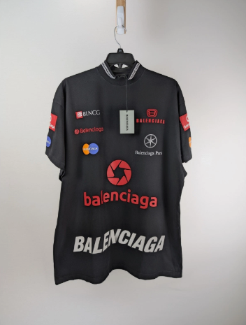Balenciaga Top League Vintage Jersey Short Sleeve Shirt in Black BNWT 3