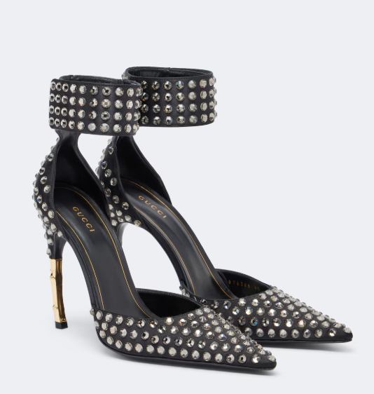 Gucci Castello embellished satin pumps